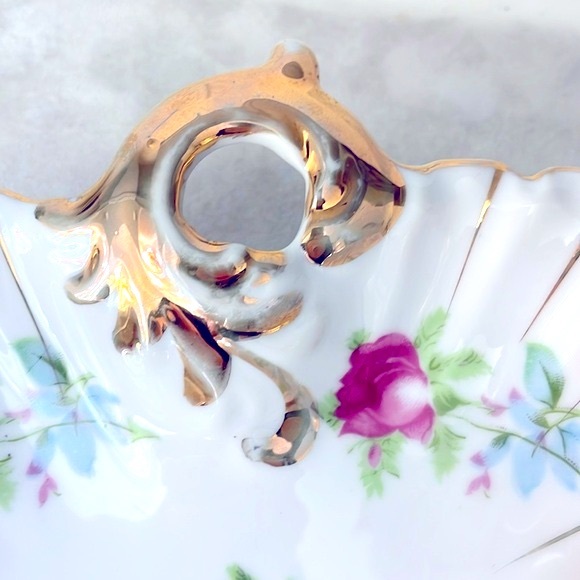 Porcelain Vintage Vanity Trinket Dish Made by ESD Japan Hand Painted Roses EUC - Picture 11 of 11